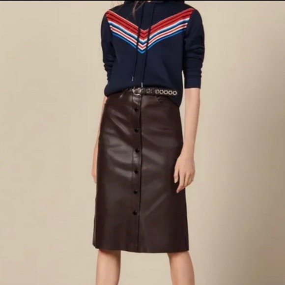 Sandro MIDI Leather Skirt - Picture 2 of 5